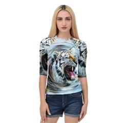 Tiger Animal Art Swirl Decorative Quarter Sleeve Raglan Tee