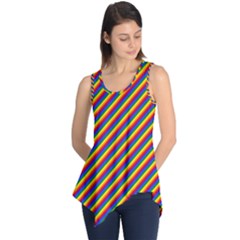 Gay Pride Flag Candy Cane Diagonal Stripe Sleeveless Tunic by PodArtist