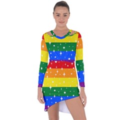 Sparkly Rainbow Flag Asymmetric Cut-out Shift Dress by Valentinaart