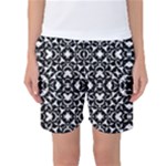 Black And White Geometric Pattern Women s Basketball Shorts