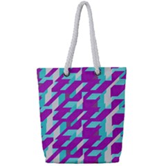 Fabric Textile Texture Purple Aqua Full Print Rope Handle Tote (small) by Nexatart