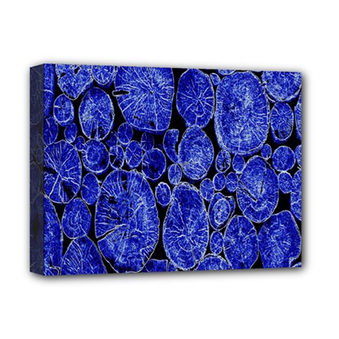 Neon Abstract Cobalt Blue Wood Deluxe Canvas 16  X 12   by Nexatart