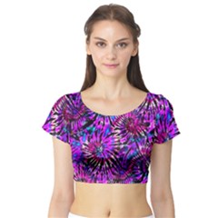 Purple Tie Dye Madness  Short Sleeve Crop Top by KirstenStar