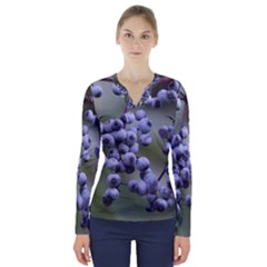 Blueberries 2 V-neck Long Sleeve Top by trendistuff