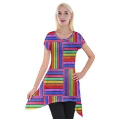 Artwork By Patrick-squares Short Sleeve Side Drop Tunic by ArtworkByPatrick