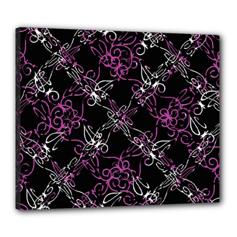 Dark Intersecting Lace Pattern Canvas 24  X 20  by dflcprints