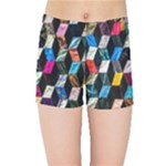 Abstract Multicolor Cubes 3d Quilt Fabric Kids Sports Shorts