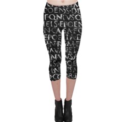 Antique Roman Typographic Pattern Capri Leggings  by dflcprints
