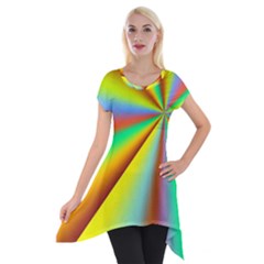 Burst Radial Shine Sunburst Sun Short Sleeve Side Drop Tunic by Sapixe