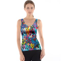 Graffiti Hearts Street Art Spray Paint Rad Tank Top by genx