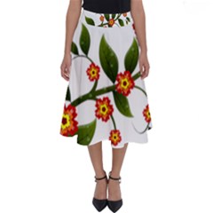 Flower Branch Nature Leaves Plant Perfect Length Midi Skirt by Nexatart