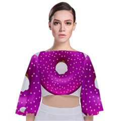 Donut Transparent Clip Art Tie Back Butterfly Sleeve Chiffon Top by Sapixe