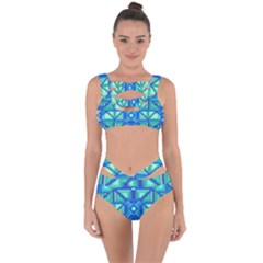 Grid Geometric Pattern Colorful Bandaged Up Bikini Set  by Sapixe