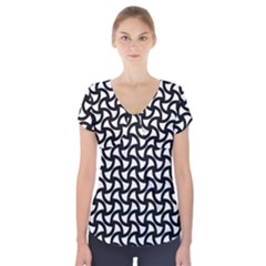 Grid Pattern Background Geometric Short Sleeve Front Detail Top by Sapixe