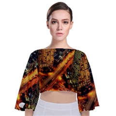 Hdri City Tie Back Butterfly Sleeve Chiffon Top