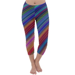 Multicolored Stripe Curve Striped Capri Winter Leggings  by Sapixe