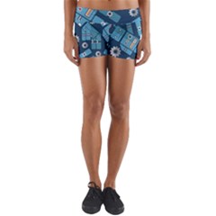 Seamless Pattern Robot Yoga Shorts by Sapixe