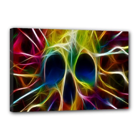 Skulls Multicolor Fractalius Colors Colorful Canvas 18  X 12  by Sapixe