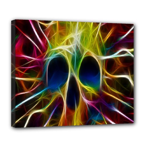 Skulls Multicolor Fractalius Colors Colorful Deluxe Canvas 24  X 20   by Sapixe