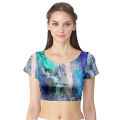 Blue Sensations Short Sleeve Crop Top by Art2City