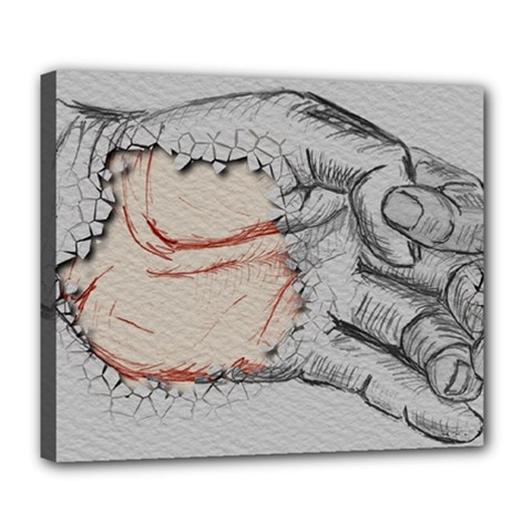 Hand Finger Drawing Fingernails Deluxe Canvas 24  X 20   by Simbadda