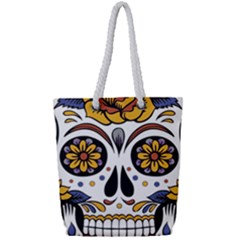 Sugar Skull Full Print Rope Handle Tote (small) by StarvingArtisan