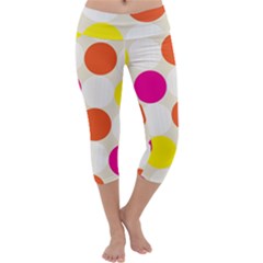 Polka Dots Background Colorful Capri Yoga Leggings by Modern2018