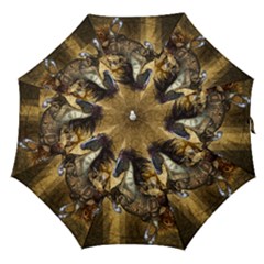 Awesome Steampunk Horse, Clocks And Gears In Golden Colors Straight Umbrellas by FantasyWorld7