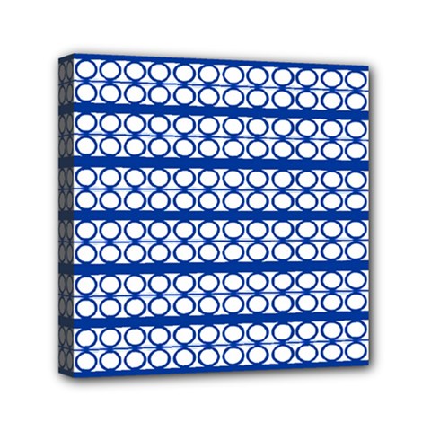 Circles Lines Blue White Pattern  Mini Canvas 6  X 6  by BrightVibesDesign