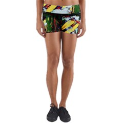 Tumble Weed And Blue Rose 2 Yoga Shorts by bestdesignintheworld