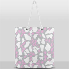 Pink Grey White Cow Print Full Print Rope Handle Tote (large) by LoolyElzayat