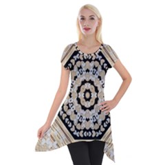 Wood Butterflies And Wood Hearts In Harmony Short Sleeve Side Drop Tunic by pepitasart