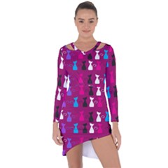 Cats Asymmetric Cut-out Shift Dress by luizavictorya72