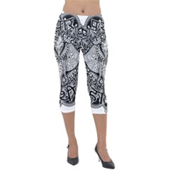 Ornate Hindu Elephant  Lightweight Velour Capri Leggings  by Valentinaart