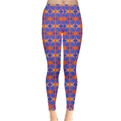Blue Orange Yellow Swirl Pattern Inside Out Leggings by BrightVibesDesign