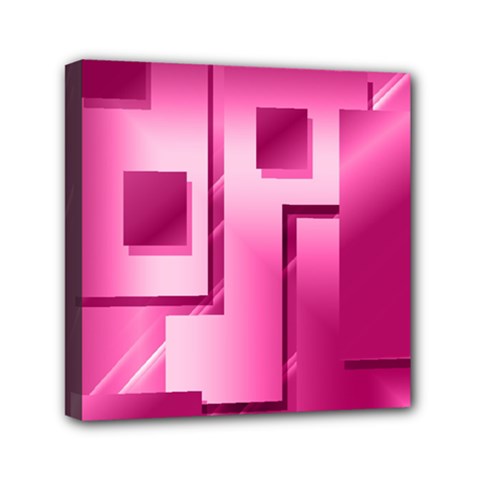 Pink Figures Rectangles Squares Mirror Mini Canvas 6  X 6 