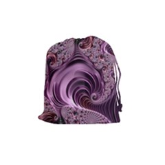Purple Abstract Art Fractal Drawstring Pouches (medium) 