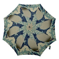 The Classic Japanese Great Wave Off Kanagawa By Hokusai Hook Handle Umbrellas (large) by PodArtist