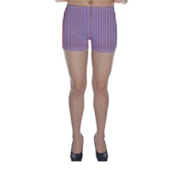Usa Flag Red And Flag Blue Narrow Thin Stripes  Skinny Shorts by PodArtist