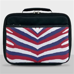 Us United States Red White And Blue American Zebra Strip Lunch Bag by PodArtist