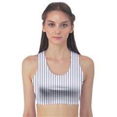 Mattress Ticking Narrow Striped Pattern In Usa Flag Blue And White Sports Bra