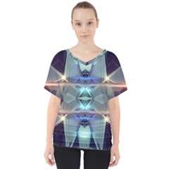 Abstract Glow Kaleidoscopic Light V-neck Dolman Drape Top by Sapixe