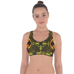 Abstract Glow Kaleidoscopic Light Cross String Back Sports Bra by Sapixe