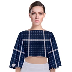 Solar Power Panel Tie Back Butterfly Sleeve Chiffon Top by FunnyCow
