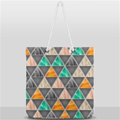 Abstract Geometric Triangle Shape Full Print Rope Handle Tote (large) by Nexatart