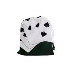 Poker Hands Straight Flush Spades Drawstring Pouches (medium)  by FunnyCow