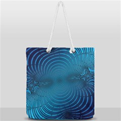 Blue Background Brush Particles Wave Full Print Rope Handle Tote (large) by Nexatart