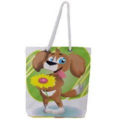 Dog Character Animal Flower Cute Full Print Rope Handle Tote (large) by Sapixe