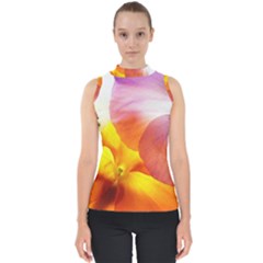 Big Colorful Tropical Yellow And Purple  Shell Top