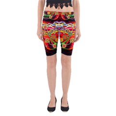 Colorful Artistic Retro Stringy Colorful Design Yoga Cropped Leggings by flipstylezfashionsLLC